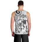 New Zealand Sea Animals with Maori Tribal Tattoo Men Tank Top White Color
