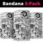 New Zealand Sea Animals with Maori Tribal Tattoo Neck Gaiter White Color