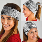 New Zealand Sea Animals with Maori Tribal Tattoo Neck Gaiter White Color