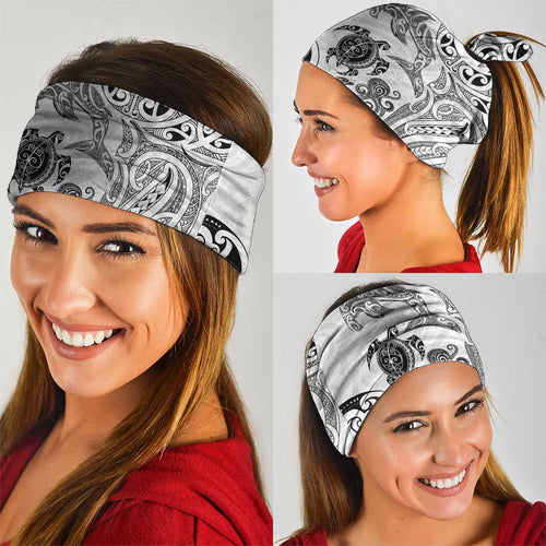 New Zealand Sea Animals with Maori Tribal Tattoo Neck Gaiter White Color