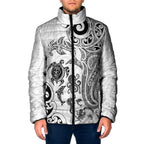 New Zealand Sea Animals with Maori Tribal Tattoo Padded Jacket White Color