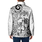 New Zealand Sea Animals with Maori Tribal Tattoo Padded Jacket White Color