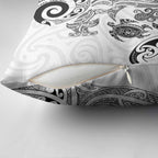 New Zealand Sea Animals with Maori Tribal Tattoo Pillow Cover White Color