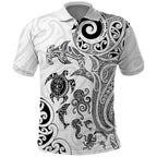 New Zealand Sea Animals with Maori Tribal Tattoo Polo Shirt White Color