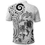 New Zealand Sea Animals with Maori Tribal Tattoo Polo Shirt White Color
