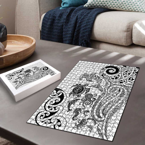 New Zealand Sea Animals with Maori Tribal Tattoo Puzzle White Color