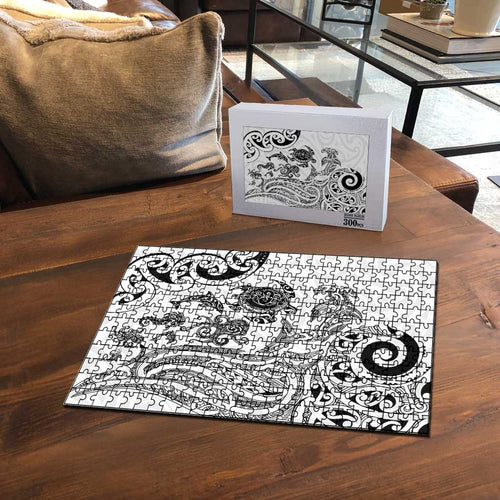 New Zealand Sea Animals with Maori Tribal Tattoo Puzzle White Color