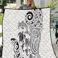 New Zealand Sea Animals with Maori Tribal Tattoo Quilt White Color