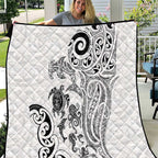 New Zealand Sea Animals with Maori Tribal Tattoo Quilt White Color