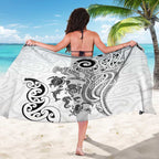 New Zealand Sea Animals with Maori Tribal Tattoo Sarong White Color