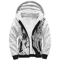 New Zealand Sea Animals with Maori Tribal Tattoo Sherpa Hoodie White Color