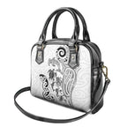 New Zealand Sea Animals with Maori Tribal Tattoo Shoulder Handbag White Color