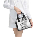 New Zealand Sea Animals with Maori Tribal Tattoo Shoulder Handbag White Color