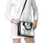 New Zealand Sea Animals with Maori Tribal Tattoo Shoulder Handbag White Color