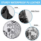 New Zealand Sea Animals with Maori Tribal Tattoo Spare Tire Cover White Color