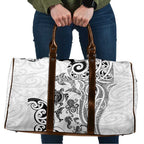 New Zealand Sea Animals with Maori Tribal Tattoo Travel Bag White Color