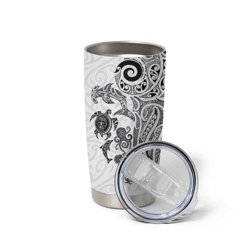 New Zealand Sea Animals with Maori Tribal Tattoo Tumbler Cup White Color