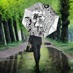 New Zealand Sea Animals with Maori Tribal Tattoo Umbrella White Color