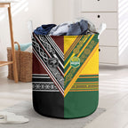 Rugby New Zealand and Australia Laundry Basket Burgundy Koru Geometric with Aboriginal Chevron Sport Style