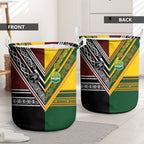 Rugby New Zealand and Australia Laundry Basket Burgundy Koru Geometric with Aboriginal Chevron Sport Style