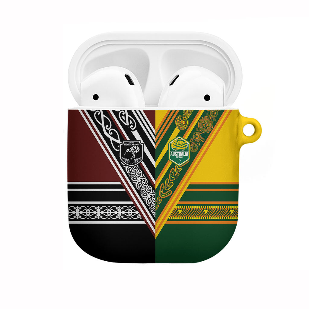 Rugby New Zealand and Australia AirPods Case Burgundy Koru Geometric with Aboriginal Chevron Sport Style
