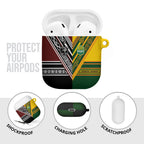 Rugby New Zealand and Australia AirPods Case Burgundy Koru Geometric with Aboriginal Chevron Sport Style