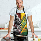 Rugby New Zealand and Australia Apron Burgundy Koru Geometric with Aboriginal Chevron Sport Style