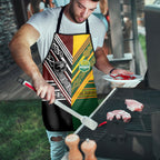 Rugby New Zealand and Australia Apron Burgundy Koru Geometric with Aboriginal Chevron Sport Style