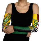 Custom Rugby New Zealand and Australia Arm Sleeves Burgundy Koru Geometric with Aboriginal Chevron Sport Style