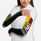 Custom Rugby New Zealand and Australia Arm Sleeves Burgundy Koru Geometric with Aboriginal Chevron Sport Style