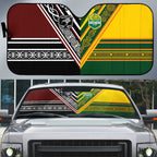 Rugby New Zealand and Australia Auto Sun Shade Burgundy Koru Geometric with Aboriginal Chevron Sport Style