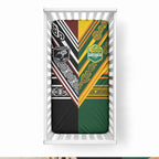 Rugby New Zealand and Australia Baby Bed Cover Burgundy Koru Geometric with Aboriginal Chevron Sport Style