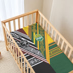 Rugby New Zealand and Australia Baby Bed Cover Burgundy Koru Geometric with Aboriginal Chevron Sport Style