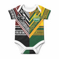 Custom Rugby New Zealand and Australia Baby Onesie Burgundy Koru Geometric with Aboriginal Chevron Sport Style