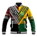 Custom Rugby New Zealand and Australia Baseball Jacket Burgundy Koru Geometric with Aboriginal Chevron Sport Style