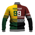Custom Rugby New Zealand and Australia Baseball Jacket Burgundy Koru Geometric with Aboriginal Chevron Sport Style