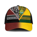 New Zealand and Australia Rugby Baseball Net Cap Burgundy Koru Geometric with Aboriginal Chevron Sport Style