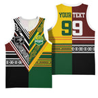 Custom Rugby New Zealand and Australia Basketball Jersey Burgundy Koru Geometric with Aboriginal Chevron Sport Style