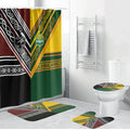 Rugby New Zealand and Australia Bathroom Set Burgundy Koru Geometric with Aboriginal Chevron Sport Style