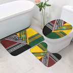 Rugby New Zealand and Australia Bathroom Set Burgundy Koru Geometric with Aboriginal Chevron Sport Style