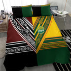 Rugby New Zealand and Australia Bedding Set Burgundy Koru Geometric with Aboriginal Chevron Sport Style