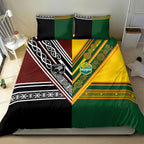 Rugby New Zealand and Australia Bedding Set Burgundy Koru Geometric with Aboriginal Chevron Sport Style