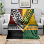 Rugby New Zealand and Australia Blanket Burgundy Koru Geometric with Aboriginal Chevron Sport Style