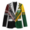 Custom Rugby New Zealand and Australia Blazer Burgundy Koru Geometric with Aboriginal Chevron Sport Style