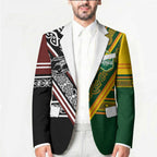 Custom Rugby New Zealand and Australia Blazer Burgundy Koru Geometric with Aboriginal Chevron Sport Style