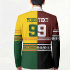 Custom Rugby New Zealand and Australia Blazer Burgundy Koru Geometric with Aboriginal Chevron Sport Style
