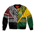 Custom Rugby New Zealand and Australia Bomber Jacket Burgundy Koru Geometric with Aboriginal Chevron Sport Style