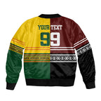 Custom Rugby New Zealand and Australia Bomber Jacket Burgundy Koru Geometric with Aboriginal Chevron Sport Style