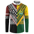 Custom Rugby New Zealand and Australia Button Sweatshirt Burgundy Koru Geometric with Aboriginal Chevron Sport Style