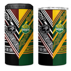 Rugby New Zealand and Australia 4 in 1 Can Cooler Tumbler Burgundy Koru Geometric with Aboriginal Chevron Sport Style